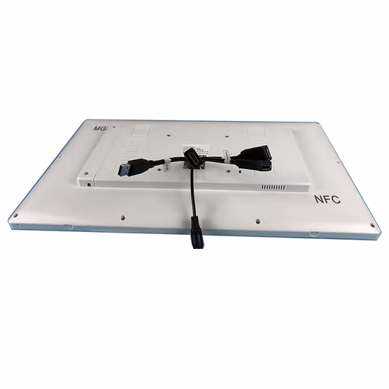 Certifié personnalisé En60601, boîtier blanc de 21,5 pouces, support mural médical, écran tactile, lecteur NFC, écran tactile, PC